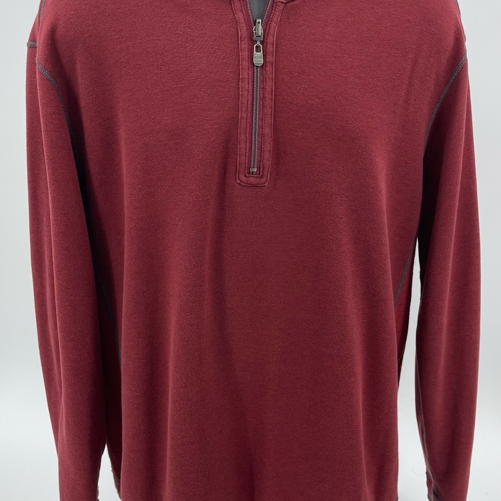 Tommy Bahama Jeans Reversible Red 1/4 Zip Sweater Mens Size XL *See Measurements - Picture 7 of 11